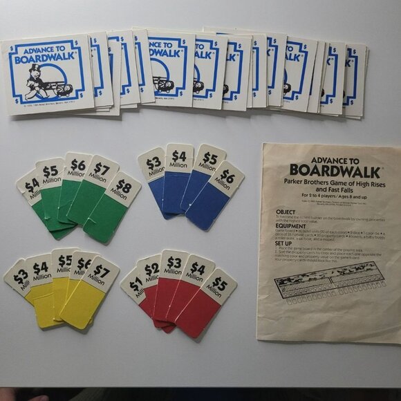 Advance To Boardwalk Replacement Pieces Card Set Instructions Fortune Property - Picture 2 of 7